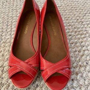 Franco Sarto Patent Open-Toe Wedge Shoes 9M